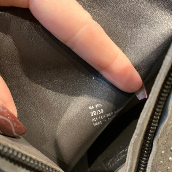 BCBG MaxAzria Grigio Studded Kid Suede Leather High Heel Bootie Grey - Size 9 - Picture 5 of 7